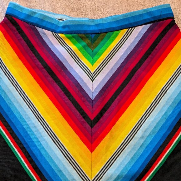 Vintage 1970s Rainbow Chevron Striped Maxi Skirt - Picture 1 of 5